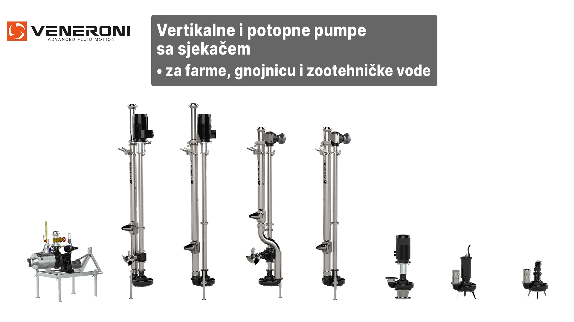 Veneroni vertikalne i potopne pumpe sa sjekačem za farme, gnojnicu i zootehničke vode